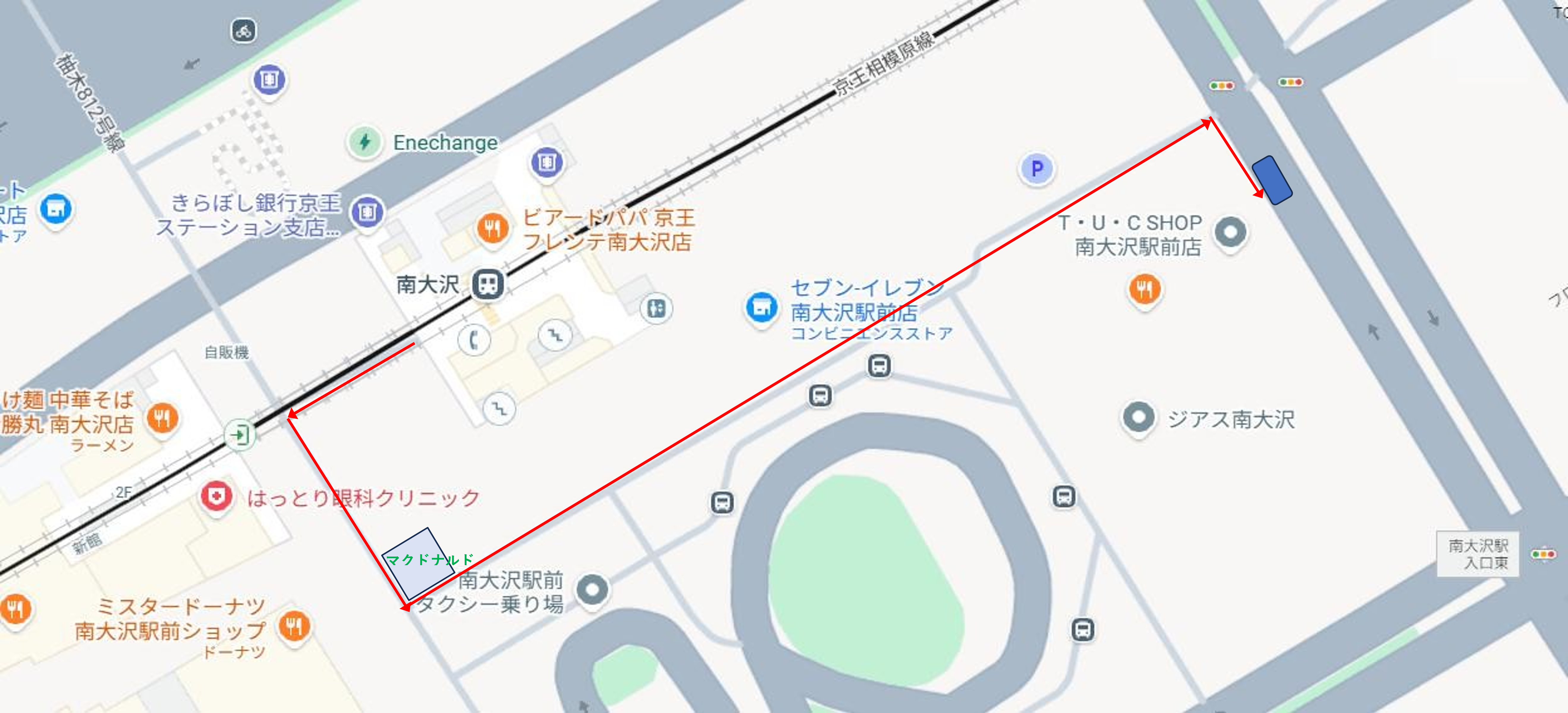 南大沢駅の送迎場所案内図